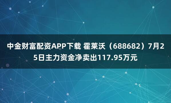 中金财富配资APP下载 霍莱沃（688682）7月25日主力资金净卖出117.95万元