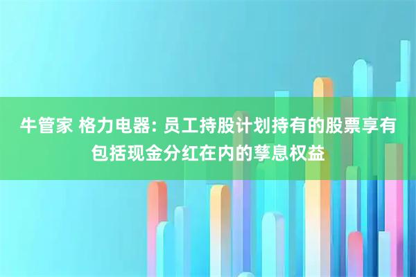 牛管家 格力电器: 员工持股计划持有的股票享有包括现金分红在内的孳息权益
