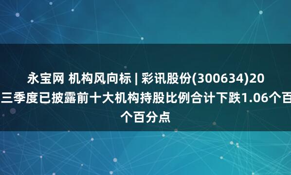 永宝网 机构风向标 | 彩讯股份(300634)2025年三季度已披露前十大机构持股比例合计下跌1.06个百分点